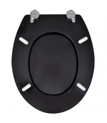 vidaXL Toilet Seats with Lids 2 pcs MDF Black