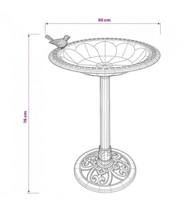 vidaXL Garden Bird Bath Bronze Plastic