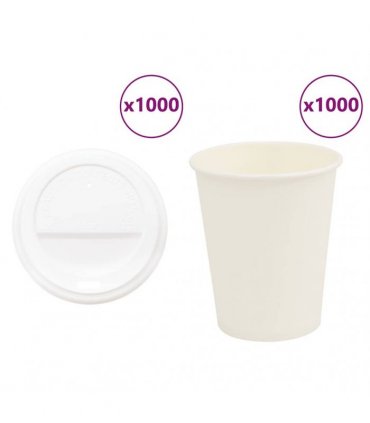 vidaXL Paper Coffee Cups with Lids 1000 pcs 8oz 200ml