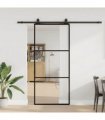 vidaXL Sliding Door with Hardware Set Black 90x205 cm ESG Glass