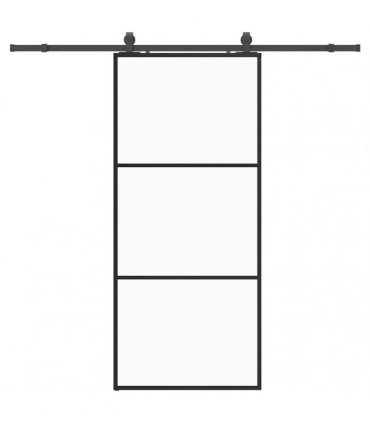 vidaXL Sliding Door with Hardware Set Black 90x205 cm ESG Glass