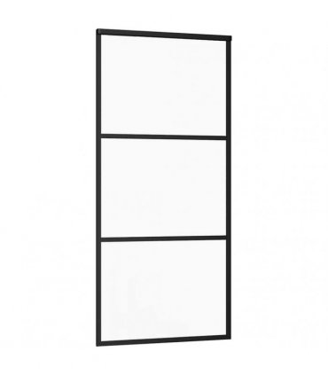 vidaXL Sliding Door with Hardware Set Black 90x205 cm ESG Glass