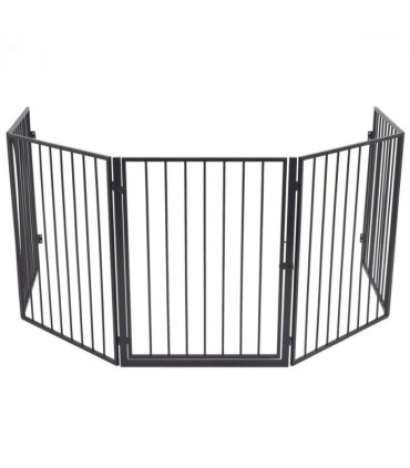 vidaXL Fireplace Fence for Pets Black Steel
