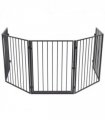 vidaXL Fireplace Fence for Pets Black Steel