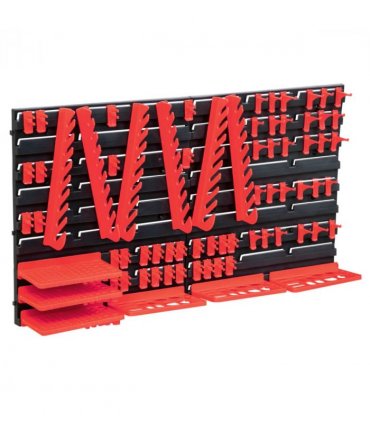 vidaXL 71 Piece Storage Kit with Wall Panels Red and Black