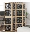 vidaXL Room Divider 4 Panels Brown and Black Solid Wood Paulownia