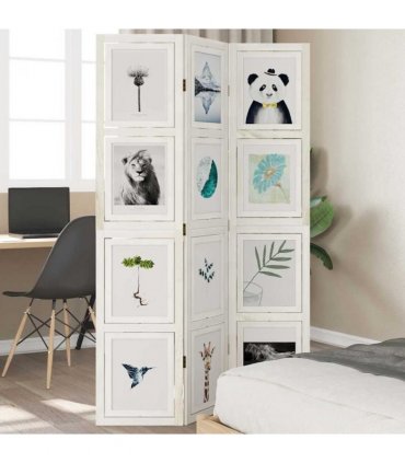 vidaXL Room Divider 3 Panels White Solid Wood Paulownia