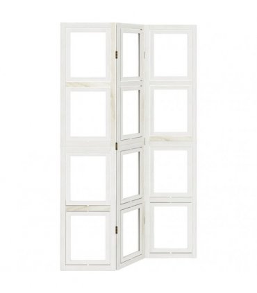 vidaXL Room Divider 3 Panels White Solid Wood Paulownia