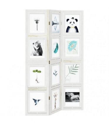vidaXL Room Divider 3 Panels White Solid Wood Paulownia
