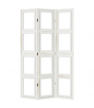 vidaXL Room Divider 3 Panels White Solid Wood Paulownia