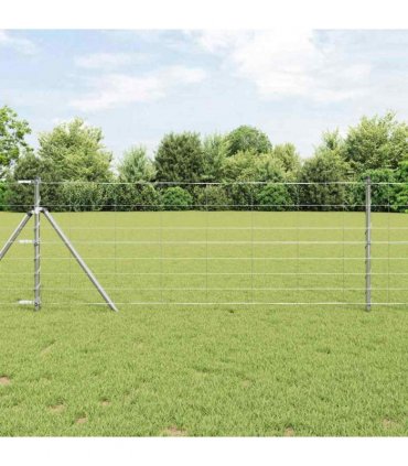 vidaXL Ground Fix Welded Wire Fence 25 x 0.8 m Galvanised Steel Silver