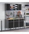 vidaXL Work Cabinet with Drawer 7 pcs Black Engineered Wood and Steel