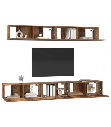 vidaXL TV Cabinet Set Wall-mounted 5 pcs Old Wood Engineered Wood