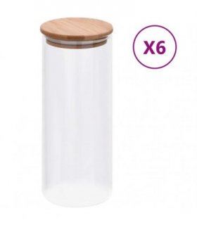 vidaXL Storage Glass Jars with Bamboo Lid 6 pcs 1000 ml