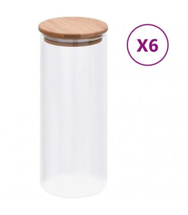 vidaXL Storage Glass Jars with Bamboo Lid 6 pcs 1000 ml