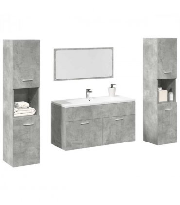 vidaXL 4 Piece Bathroom Furniture Set Concrete Grey Engineered Wood
