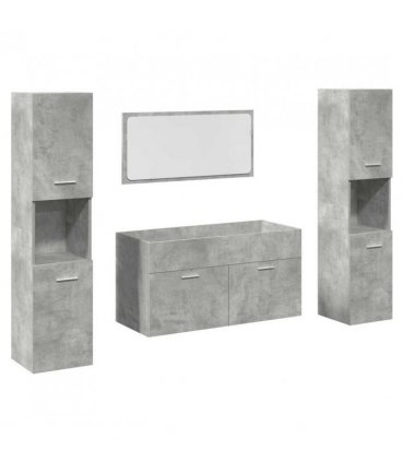 vidaXL 4 Piece Bathroom Furniture Set Concrete Grey Engineered Wood