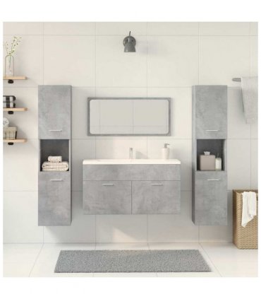 vidaXL 4 Piece Bathroom Furniture Set Concrete Grey Engineered Wood