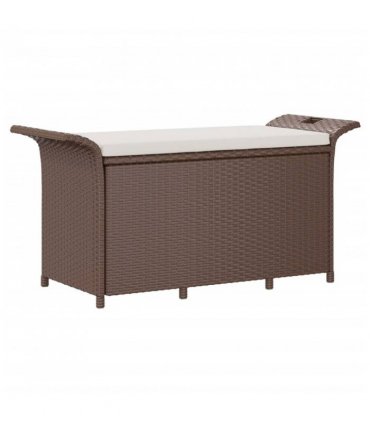 vidaXL Garden Bench with Cushion Brown 116x46x57 cm Poly Rattan