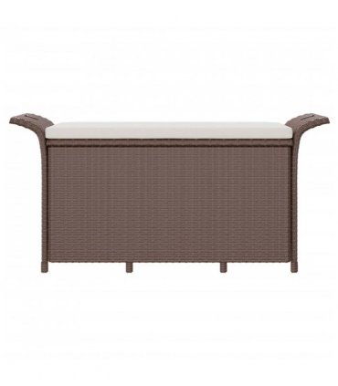 vidaXL Garden Bench with Cushion Brown 116x46x57 cm Poly Rattan
