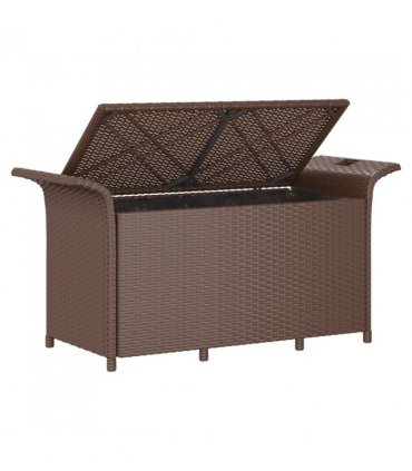 vidaXL Garden Bench with Cushion Brown 116x46x57 cm Poly Rattan