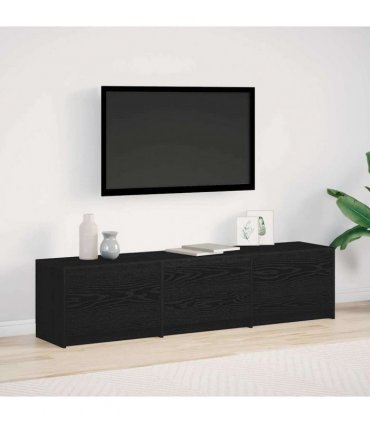 vidaXL TV Cabinet with LED Black Oak 165 x 34 x 40 cm Engineered Wood