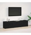vidaXL TV Cabinet with LED Black Oak 165 x 34 x 40 cm Engineered Wood