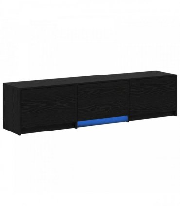 vidaXL TV Cabinet with LED Black Oak 165 x 34 x 40 cm Engineered Wood