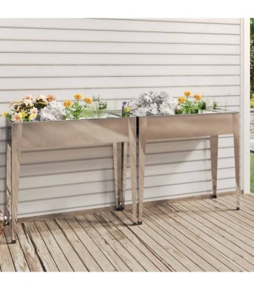 vidaXL Garden Planters 2 pcs Galvanised Steel
