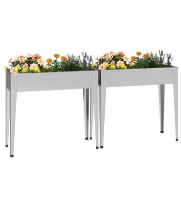 vidaXL Garden Planters 2 pcs Galvanised Steel