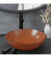 vidaXL Bathroom Sink with Tap and Push Drain Brown Tempered Glass