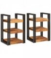 vidaXL Bedside Table 2 pcs Brown and Black Solid Mango Wood