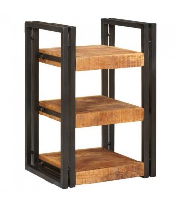 vidaXL Bedside Table 2 pcs Brown and Black Solid Mango Wood
