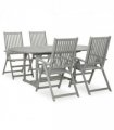 vidaXL Garden Dining Set | Grey wash | Solid acacia wood | Large | Foldable