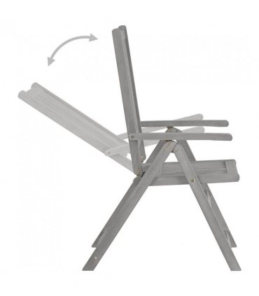 vidaXL Garden Dining Set | Grey wash | Solid acacia wood | Large | Foldable