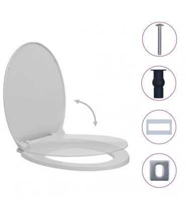 vidaXL Soft-Close Toilet Seat Quick Release Light Grey Oval