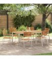 vidaXL Garden Dining Set 7 pcs Brown Solid Acacia Wood