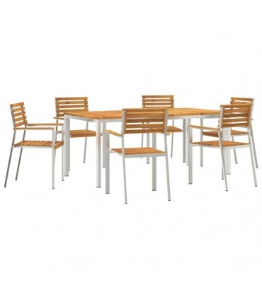 vidaXL Garden Dining Set 7 pcs Brown Solid Acacia Wood