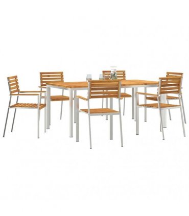 vidaXL Garden Dining Set 7 pcs Brown Solid Acacia Wood