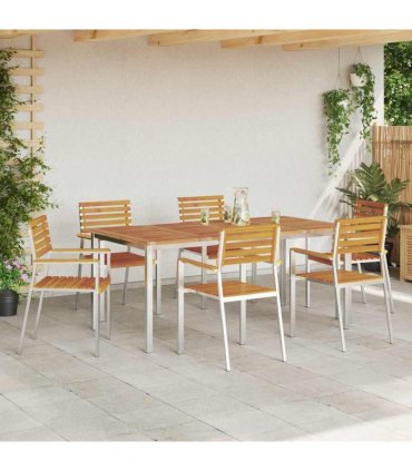 vidaXL Garden Dining Set 7 pcs Brown Solid Acacia Wood