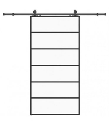 vidaXL Sliding Door with Hardware Set Black 102x205 cm ESG Glass