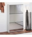vidaXL Shoe Cabinet with Mirror 3-Layer High Gloss White 63x17x102.5 cm