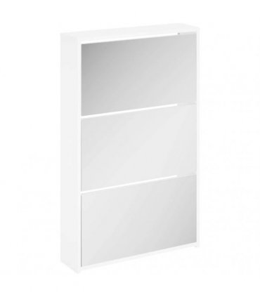 vidaXL Shoe Cabinet with Mirror 3-Layer High Gloss White 63x17x102.5 cm