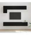 vidaXL TV Cabinet Set Wall-mounted 5 pcs Black Oak Engineered Wood