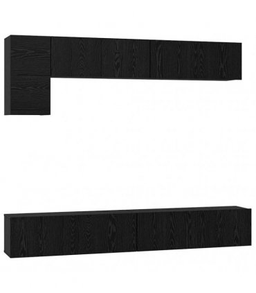 vidaXL TV Cabinet Set Wall-mounted 5 pcs Black Oak Engineered Wood