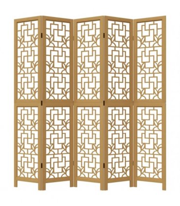 vidaXL Room Divider 5 Panels Brown Solid Wood Paulownia