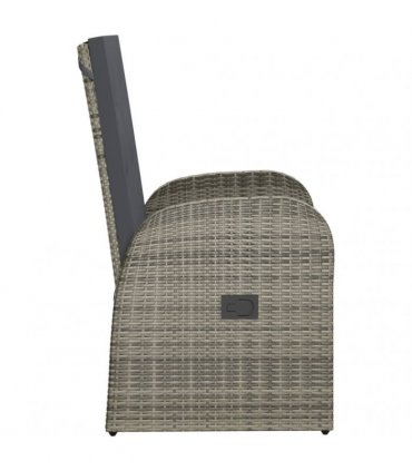 vidaXL Reclining Garden Chairs with Cushions 2 pcs Grey Poly Rattan