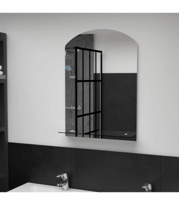 vidaXL Wall Mirror with Shelf 50x70 cm Tempered Glass