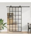 vidaXL Sliding Door with Hardware Set Black 102x205 cm ESG Glass