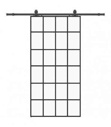 vidaXL Sliding Door with Hardware Set Black 102x205 cm ESG Glass